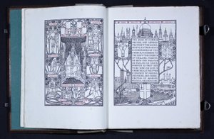 Essex House Pressin julkaiseman "The Prayer Book of Edward VII" nimisivu ja etulevy tekijältä Charles Robert Ashbee
