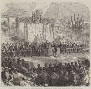 Kansainvälisen merenkulkunäyttelyn päättäminen Havressa, palkintojen jako Salon des Beaux Artsissa tekijältä Sir John Charles Robinson