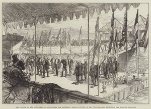 Sheernessin ja Flushingin uusi reitti mantereelle, Alankomaiden prinssi Henry vastaanottaa englantilaisia vieraita tekijältä Sir John Charles Robinson