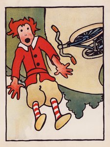 Hölynpölyä: polkupyöräonnettomuus (värilitografia) tekijältä Charles Robinson