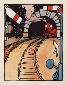 Hölynpölyä: Moottori ei uskalla tulla ulos sateessa (värilitografia). tekijältä Charles Robinson