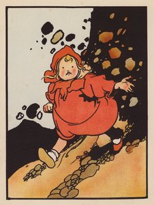 Hölynpölyä: Tyttö ei pääse mäkeä ylös (värilitografia). tekijältä Charles Robinson