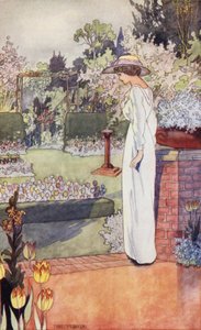Sentimentaalinen puutarhamme: hollantilainen puutarha (väri litho) tekijältä Charles Robinson
