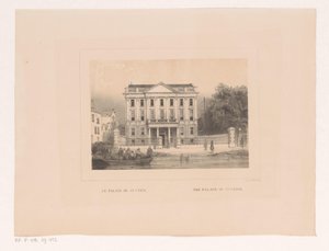 Näkymä Rotterdamin oikeuspalatsille Le palais de justice / Oikeuspalatsi (otsikko esineessä) Vues et monuments de la ville de Rotterdam / Rotterdamin kaupungin näkymät ja monumentit (sarjan nimi)