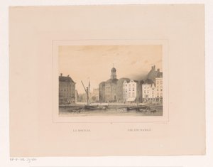 Näkymä Rotterdamin pörssistä La bourse / Vaihto (otsikko esineessä) Vues et monuments de la ville de Rotterdam / Rotterdamin kaupungin näkymät ja monumentit (sarjan nimi)