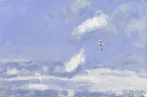 Gannet  Pilvet, 2016 (öljy kankaalle) tekijältä Charles Simpson