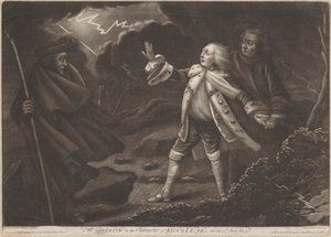 Herra Garrick kuningas Learin hahmossa - "King Lear", näytös III, kohtaus V tekijältä Charles Spooner