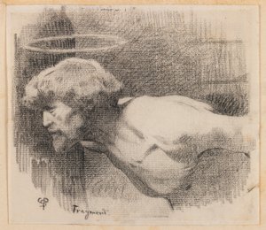 Johannes Kastajan pään mestaus, n. 1881 (hiili paperilla)