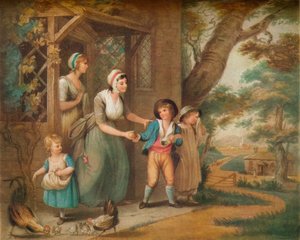 Kouluun meno, 1800-luku tekijältä Charles Turner