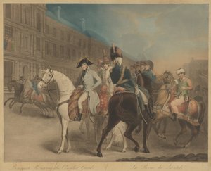 Bonaparte arvioi konsulikaarti (La Revue du Quintidi) tekijältä Charles Turner after John James Masquerier