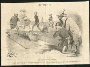 Il·lustració de Charles Vernier (? -1887) a Le Charivari - Un oiseleur politique - President de la República, Ministere de l