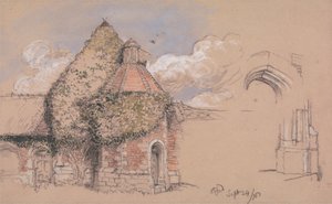 Canterburyn arkkipiispojen muinaisen palatsin rauniot Otfordissa, Kentissä, 24. syyskuuta 1856 tekijältä Charles West Cope