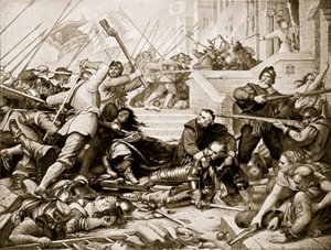 Basing Housen puolustus, 1645, kuvitus teoksesta "Hutchinson
