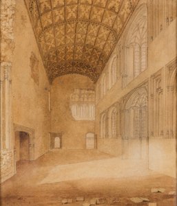 Crosby Hall (nro 1), noin 1818 (vesiväri paperille). tekijältä Charles Wild