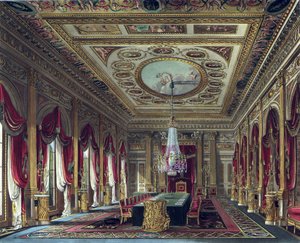 The Throne Room, Carlton House, teoksesta "The History of the Royal Residences", kaiverrus Thomas Sutherland (s.1785), William Henry Pyne (1769-1843), 1818