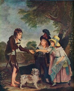 Muotokuva Sir Francis Fordin lapsista, jotka antavat kolikon kerjäläispojalle. Näyttelyssä 1793 1906