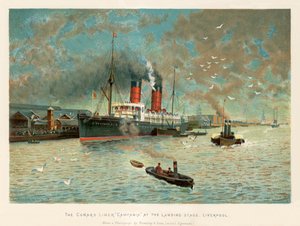 Cunardin laiva Campania Liverpoolin laiturilla.