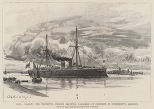 HMS Blake, Protected Cruiser, joka julkaistiin äskettäin Chathamissa Portsmouthin satamassa