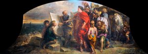 Keisari Augustus (63 eKr.-14 jKr.) rakentamassa Misenen satamaa (Italia) (Augustus rakentamassa Misenon satamaa) - Charles de La Fossen (1636-1716) maalaus, öljy kankaalle (200x350 cm)