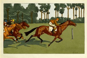 Neljän printin sarja - Longchamps ja muut rodut, n. 1910 tekijältä Charlotte Ancelin