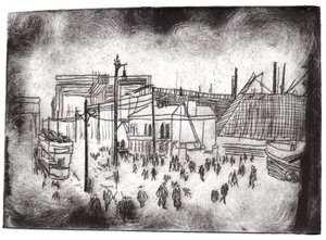 Belfast Docks, 2015 (kuivapisteetsaus ja digitaalinen) tekijältä Charlotte Orr