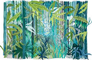 Love in the Forest, 2017 (akryyli paperille) tekijältä Charlotte Orr