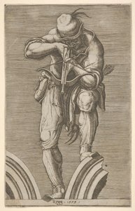 Mies ampumassa varsijousella, 1579.