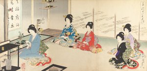 Chiyodan sisäpalatsi: No.20 Kukka-asetelma vuorossa..., elokuu 1895. tekijältä Chikanobu Yoshu