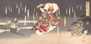 Kohtaus Foxfire Kitsunebi näytelmästä Honcho nijushiko, 1898, 1898.