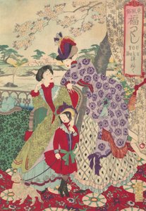Länsimaiset vaatteet sarjasta An Array of Auspicious Customs of Eastern Japan Azuma fu..., 1889.