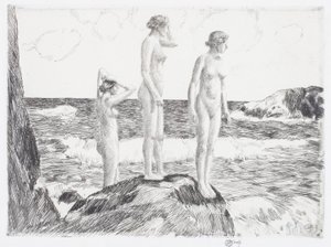 Syvänmeren uimarit tekijältä Childe Frederick Hassam