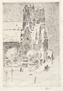 Golgatan kirkko lumessa tekijältä Childe Hassam