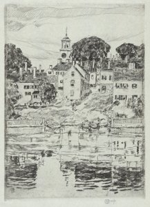 Kirkkotorni, Portsmouth, 1921 tekijältä Childe Hassam