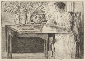 Colonial Table, Cos Cob, 1915 tekijältä Childe Hassam