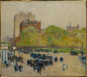 Kevätaamu kaupungin sydämessä tekijältä Childe Hassam