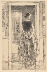 Tyttö modernissa mekossa tekijältä Childe Hassam