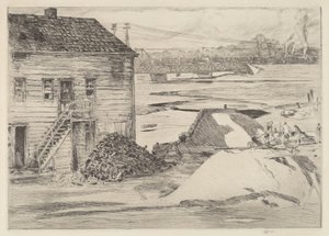 Laskuvesi, Cos Cob Bridge tekijältä Childe Hassam