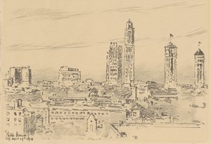 New Yorkin siluetti, kevyet rakennukset tekijältä Childe Hassam