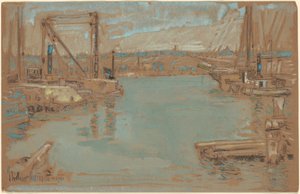 North River Dock, New York tekijältä Childe Hassam