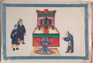 Albumi, 1800-luvun loppupuoli (kahdentoista lehden albumi; tussi ja väri piikkipaperille, sidottu punaiseen damastiin). tekijältä Chinese School