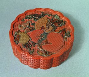 Laatikko okralla, vihreällä ja ruskealla koristeella, 1700-luku (cinnabarlakka) tekijältä Chinese School