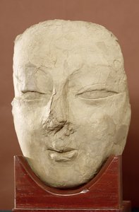 Buddhan pää, Khotan, 4.-5. vuosisata (stukki)