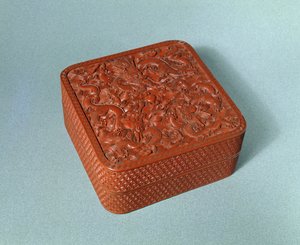 Veistetty laatikko, 1700-luku (cinnabarlakka) tekijältä Chinese School
