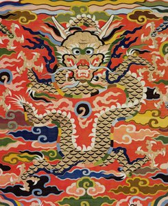 Yksityiskohta kankaasta, joka kuvaa viiden lohikäärme Kossua, Wanli-kausi, 1573-1619 (silkki) (ks. 206710) tekijältä Chinese School