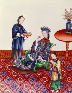 Tyylikäs kiinalainen nainen tuoksuu kukka (guassi) tekijältä Chinese School