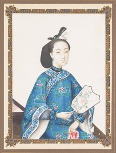 Kehystetty muotokuva Howquan vaimosta, n. 1850-70 tekijältä Chinese School