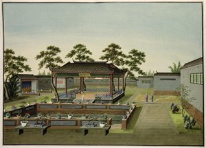 Garden Scene, n. 1820-40 (wc paperilla) tekijältä Chinese School