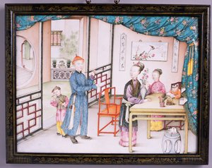 Imperial Canton -paneeli, Qianlong-kausi, 1736-95 (repousse-emali) (katso pari kohdasta 207217) tekijältä Chinese School