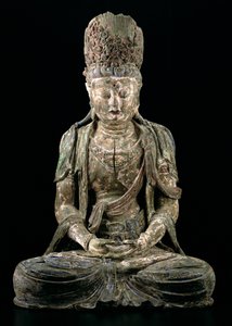 Suuri istuva bodhisattva meditaatiossa, Jin-dynastia (1115-1234) (puu ja pigmentti) (katso 206545)