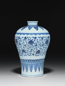 Ming-tyylinen maljakko, Meiping, maalattu 1400-luvun tyyliin tekijältä Chinese School